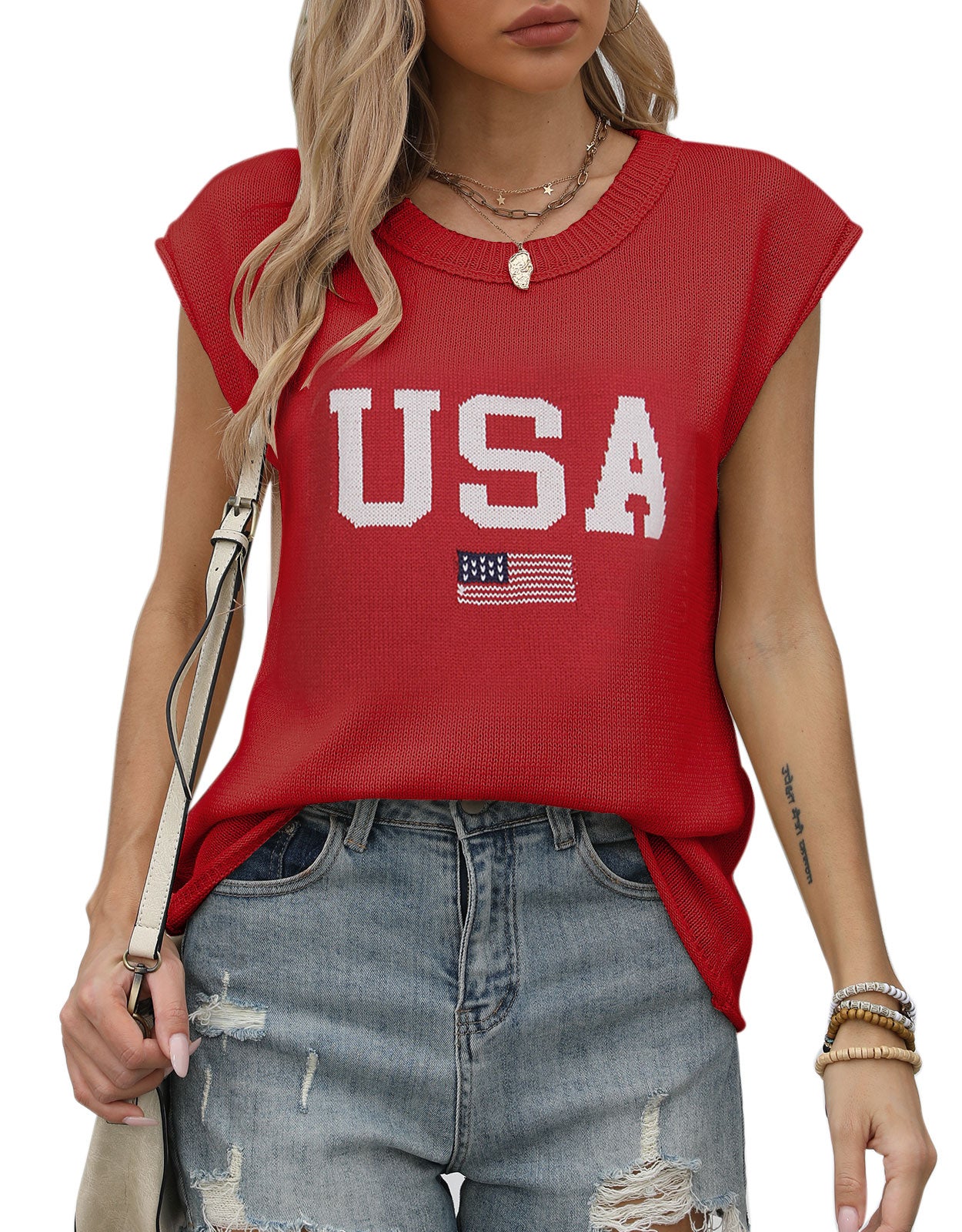 American casual short-sleeved thin pullover sweater