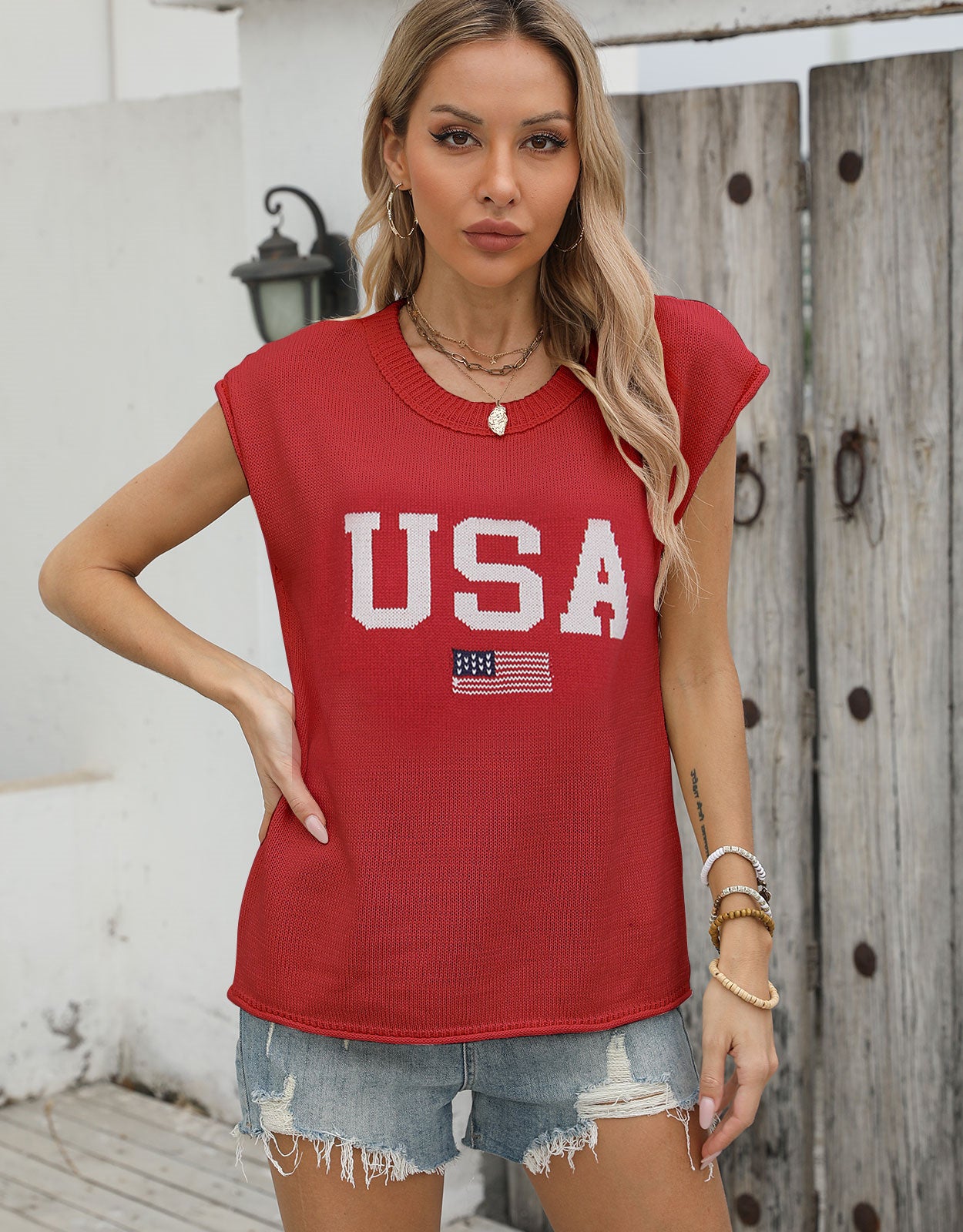 American casual short-sleeved thin pullover sweater