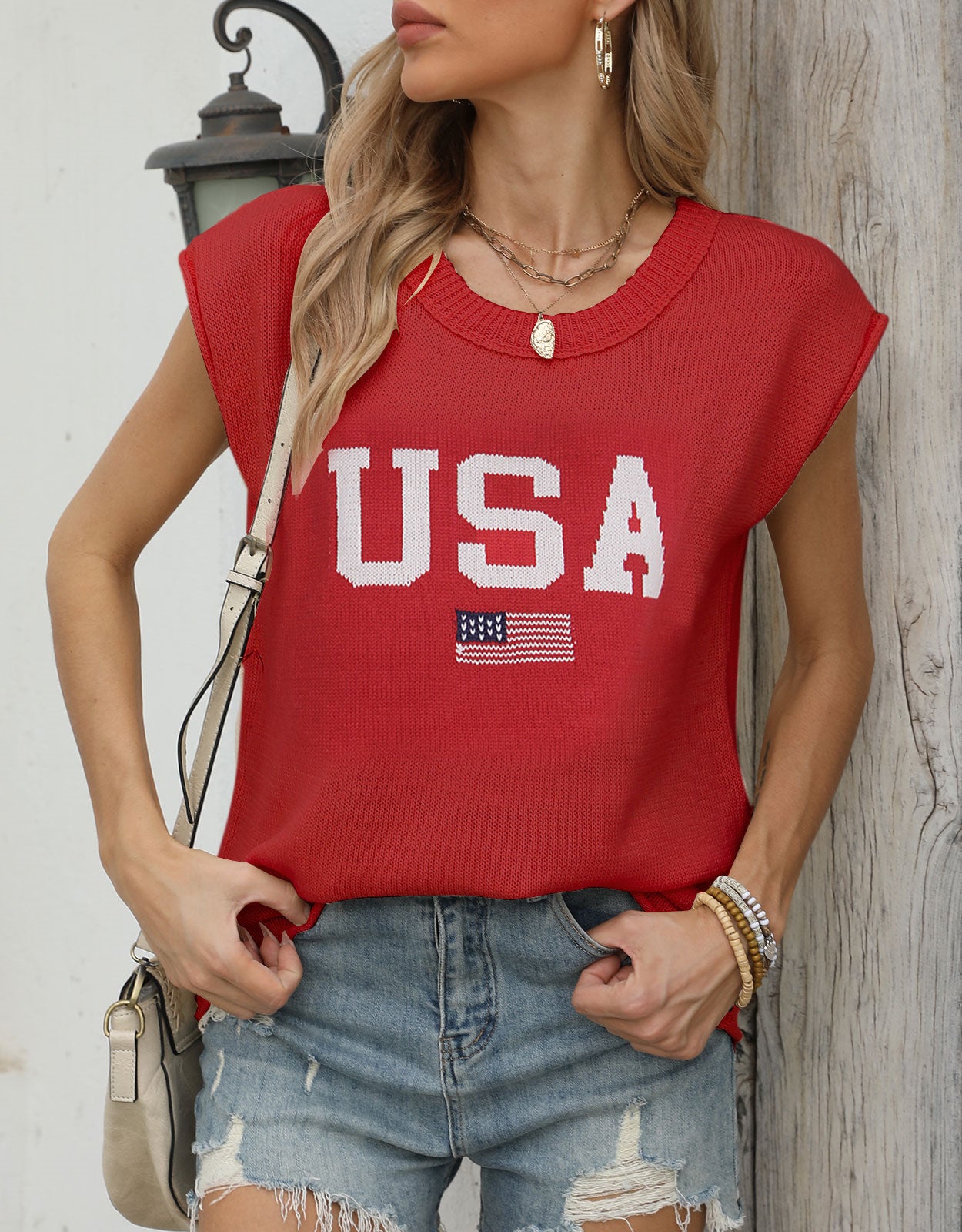 American casual short-sleeved thin pullover sweater