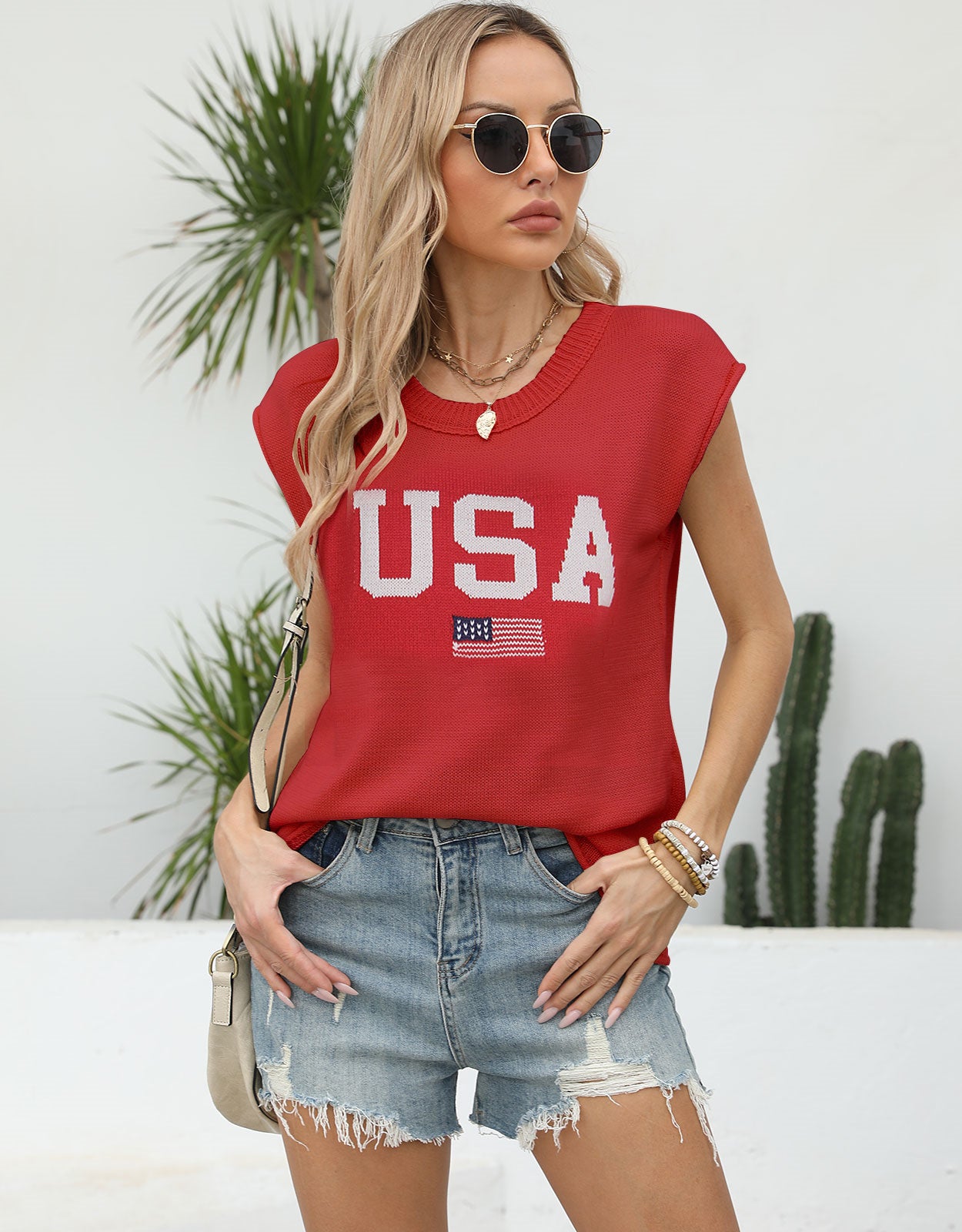 American casual short-sleeved thin pullover sweater