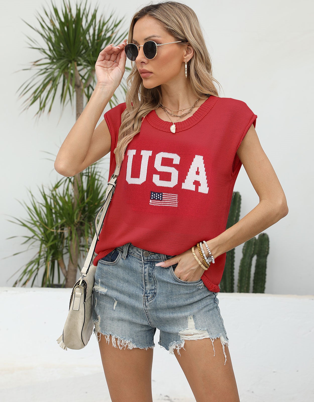 American casual short-sleeved thin pullover sweater