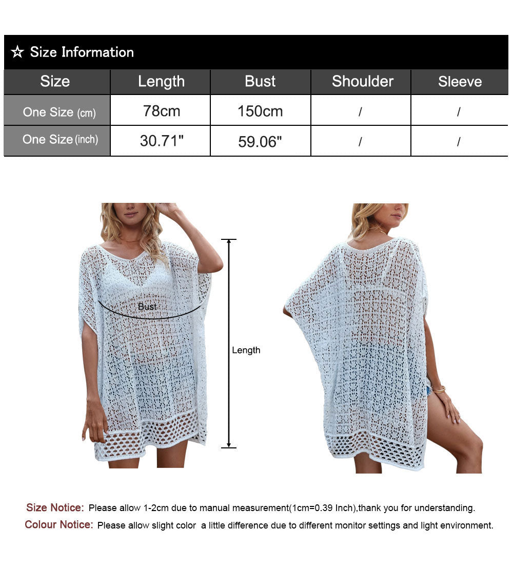 Women's wave loose woven short-sleeved Cover up