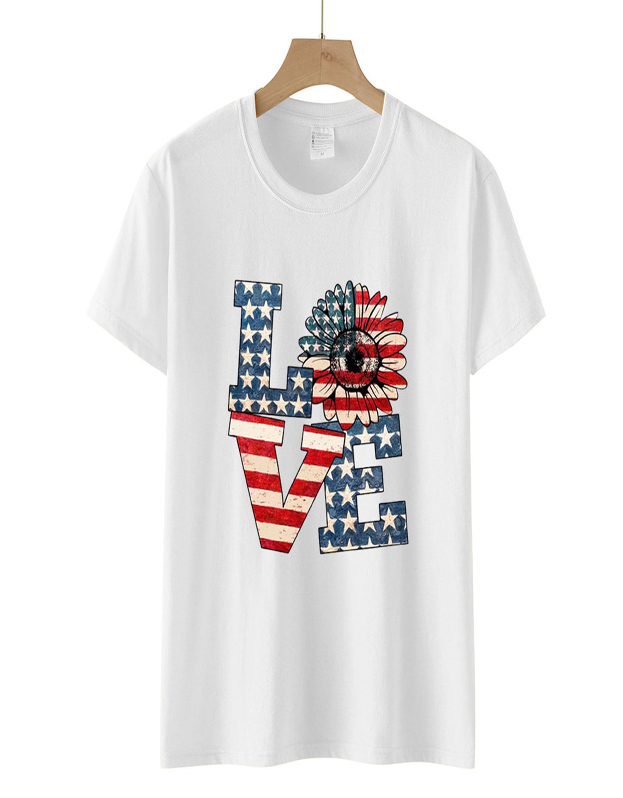 Summer Love Sunflower Flag Print T-shirt