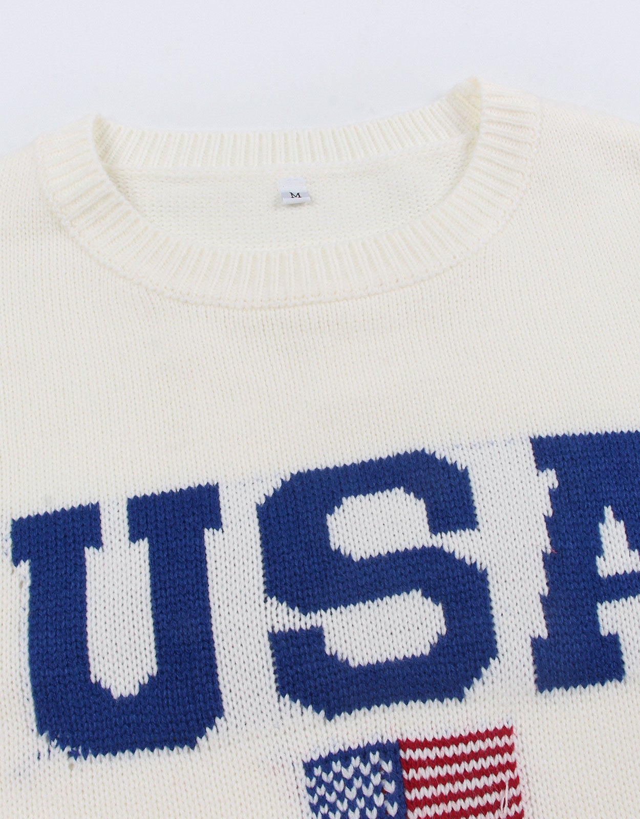 USA Flag Loose Long Sleeve Crewneck Sweater