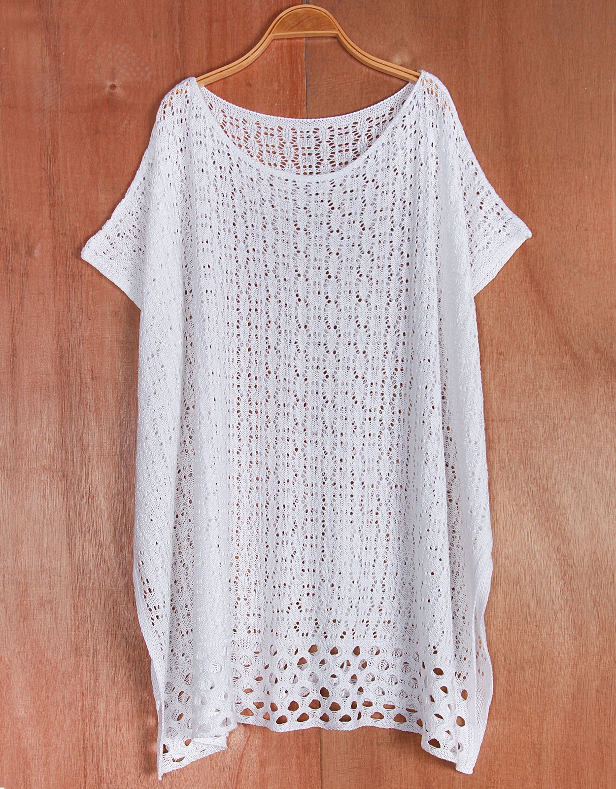 Women's wave loose woven short-sleeved Cover up