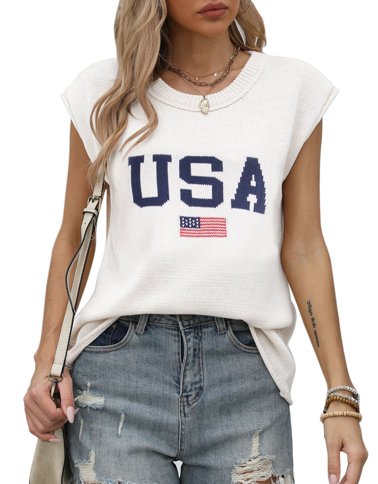 American casual short-sleeved thin pullover sweater