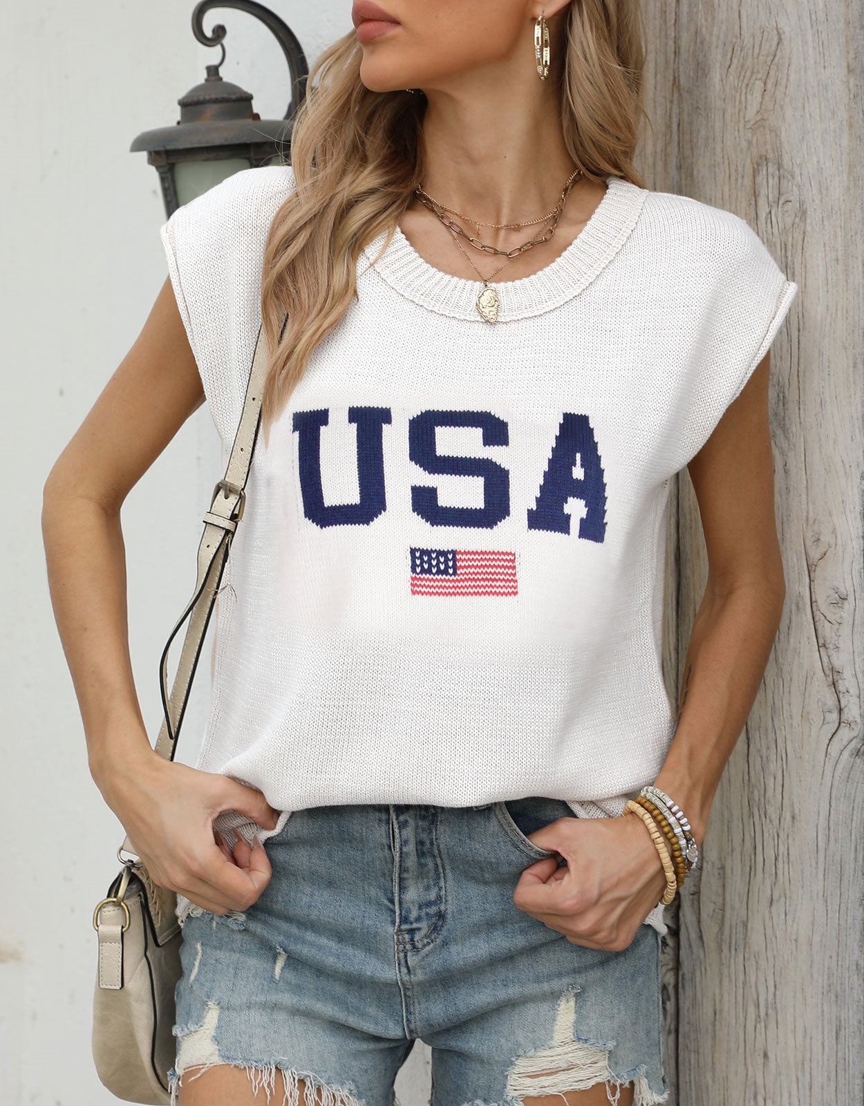 American casual short-sleeved thin pullover sweater