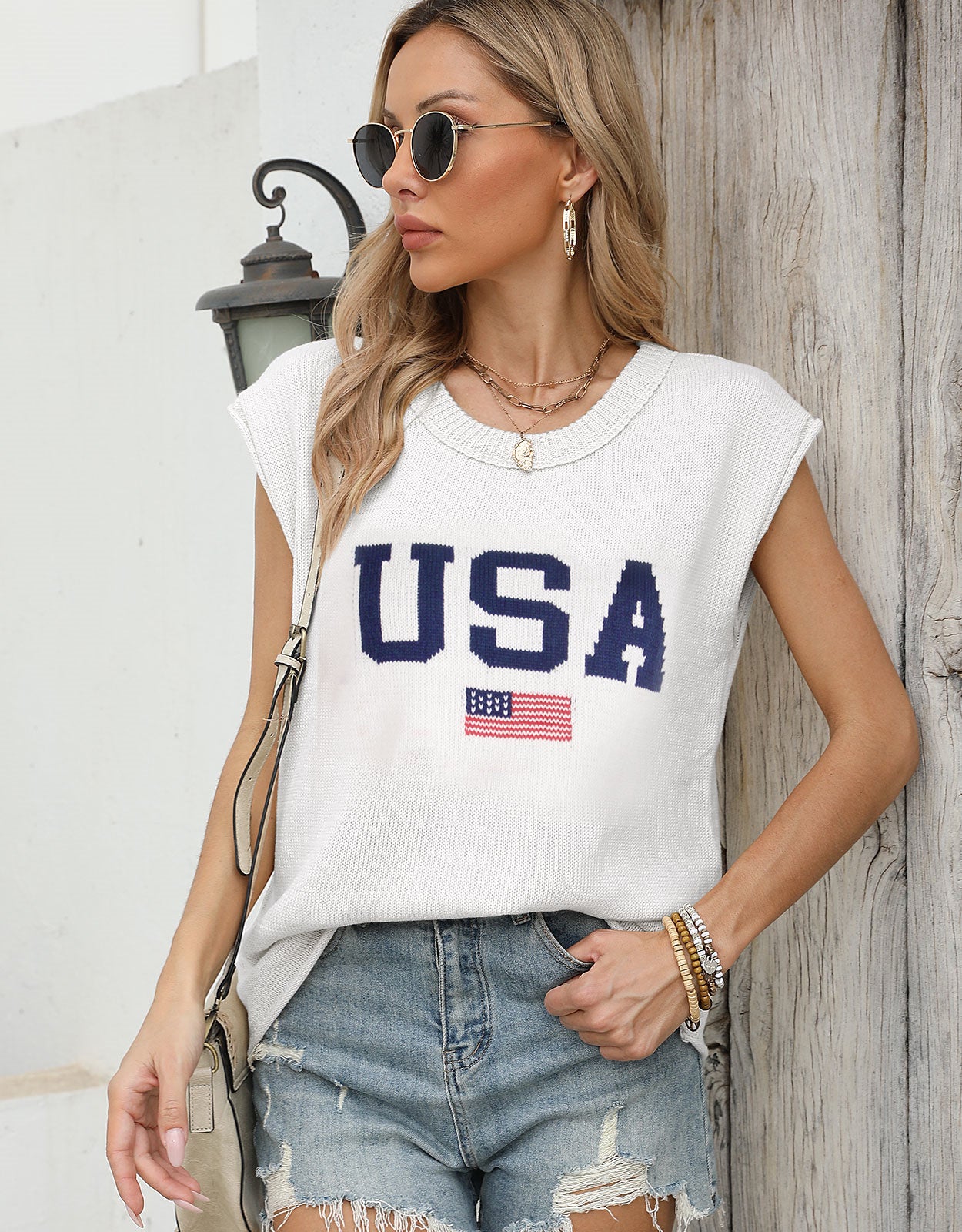 American casual short-sleeved thin pullover sweater