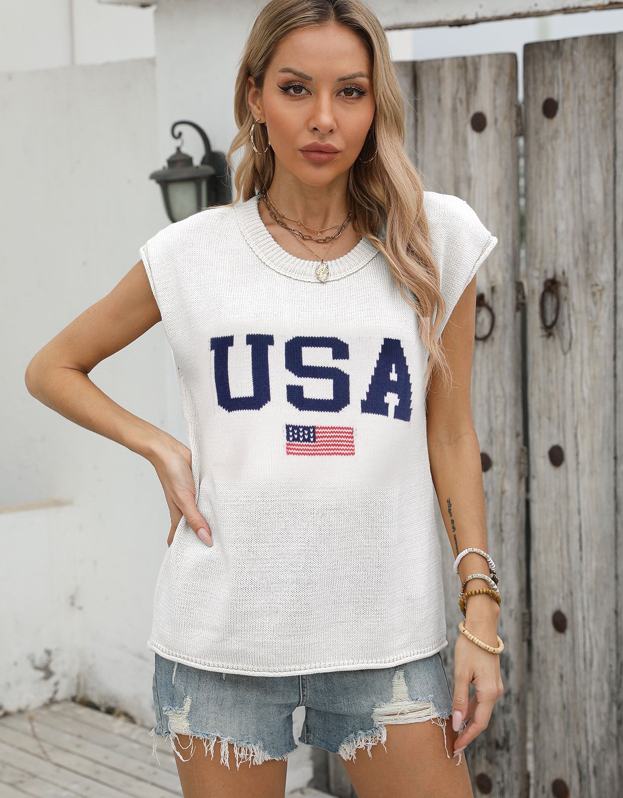 American casual short-sleeved thin pullover sweater