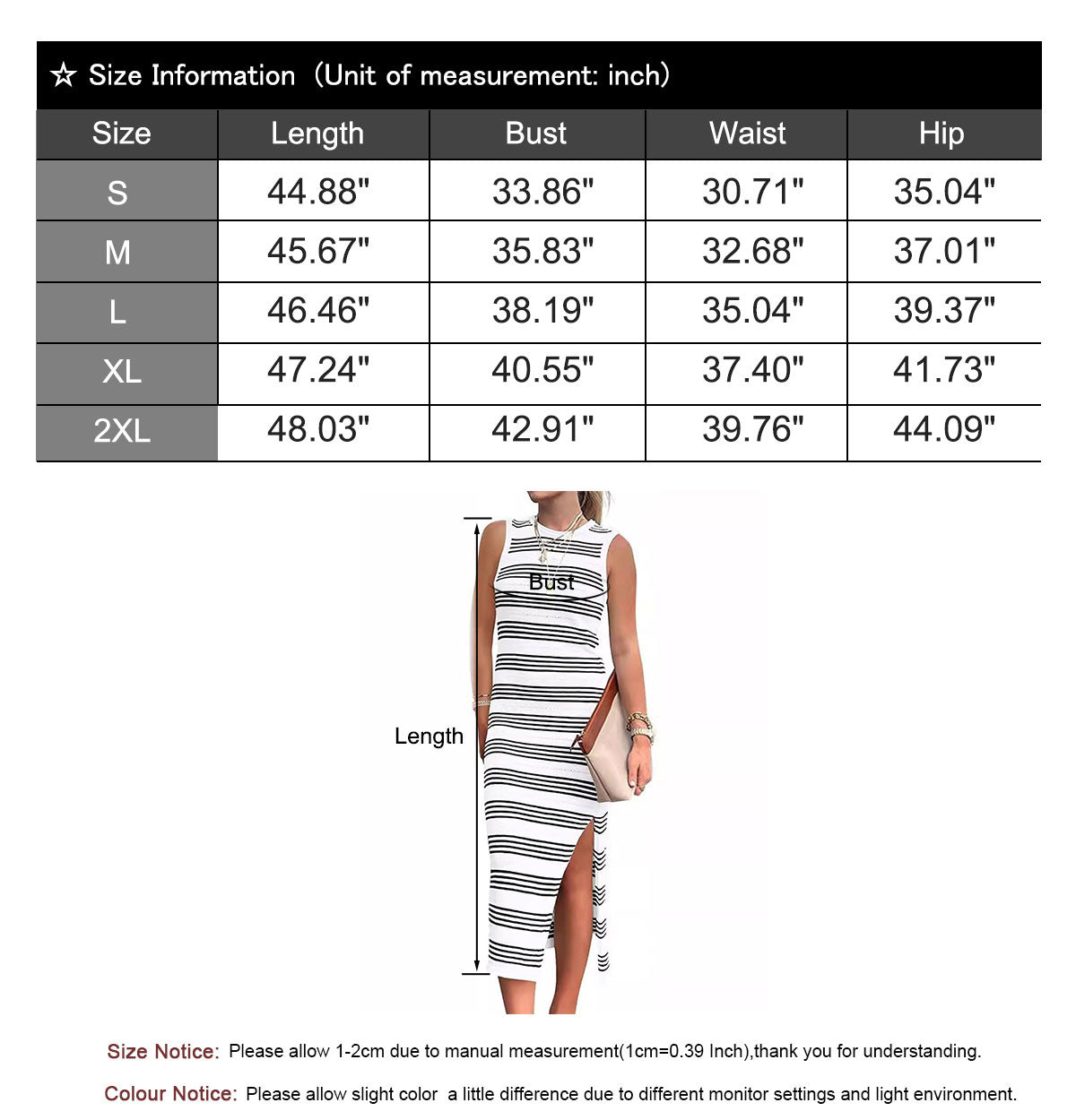 Striped sleeveless round neck long dress