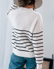 Load image into Gallery viewer, Sweaters for Women Zip Up Crew Neck Long Sleeve Striped Knitted Pullover Sweaters Tops Winter Sweaters Alsol Lamesa
