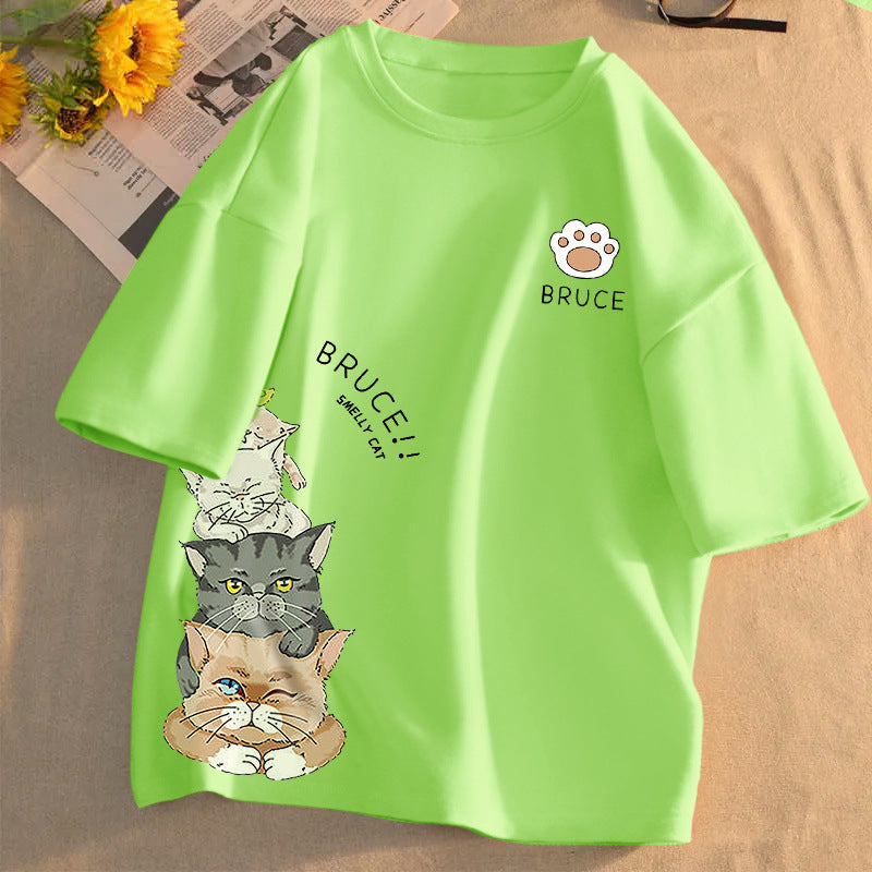 Funny Easter Day Cute Cat Print T Shirt