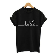 Load image into Gallery viewer, Heart EKG Heartbeat Pulseline Cardiology T-Shirt
