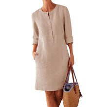 Load image into Gallery viewer, Elegant Cotton Linen Dress with Pockets
