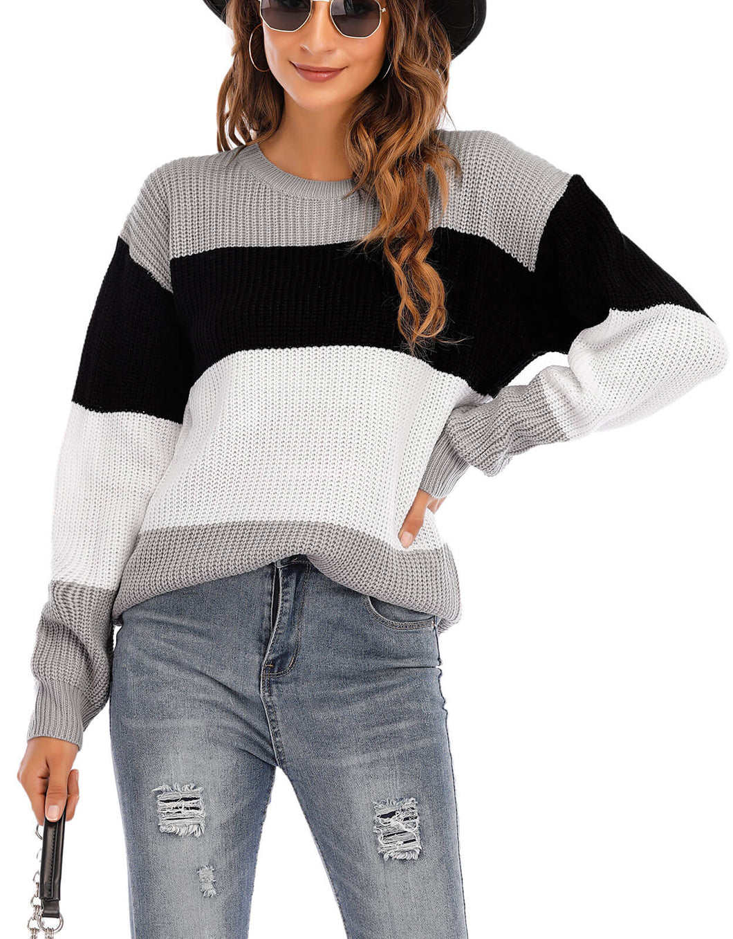 Striped Color Block Casual Knitted Sweater