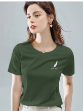 Load image into Gallery viewer, Basic Solid Color T Shirt with Cute Feather Print
