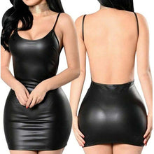Load image into Gallery viewer, Sexy Spaghetti Strap Bodycon pu Leather Dress

