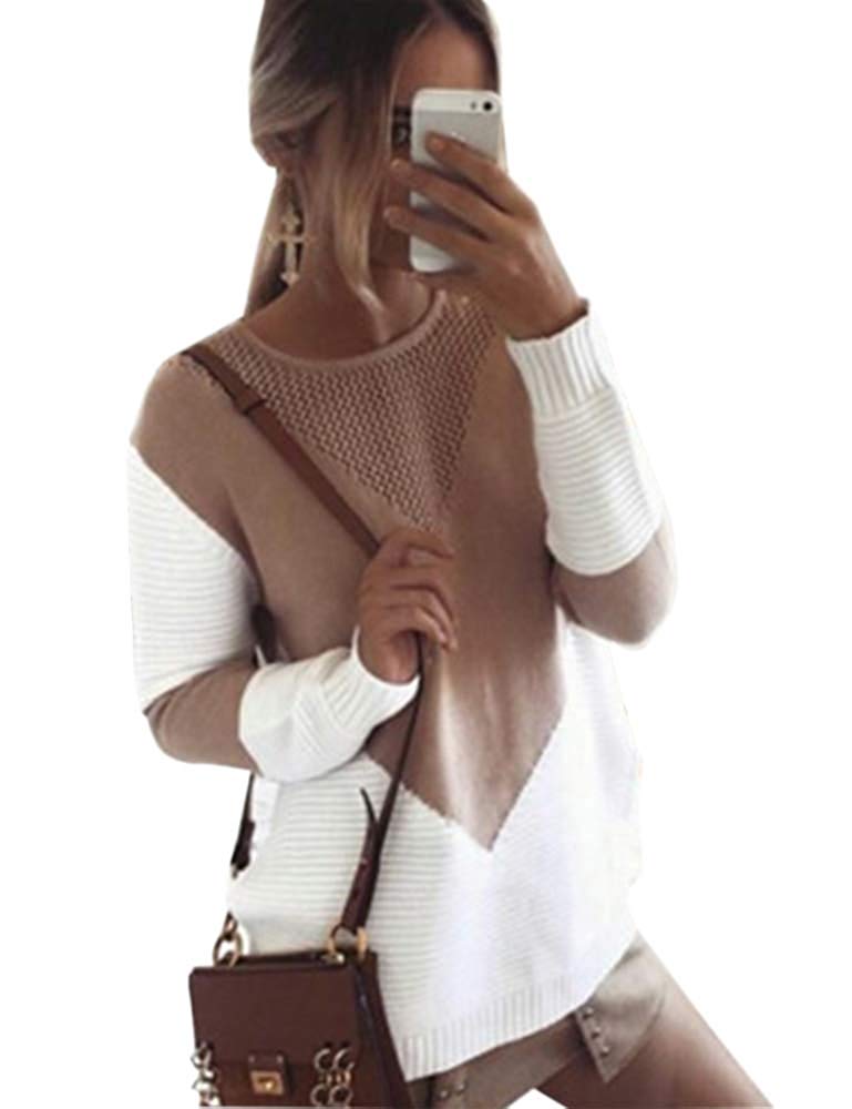 Stitching Color Loose Knitted Sweaters