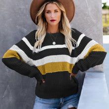 Load image into Gallery viewer, Striped Pattern Drop Shoulder Sweater
