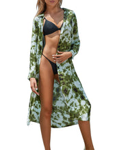 Load image into Gallery viewer, Long Tie Dye Shirt Kimono with Button
