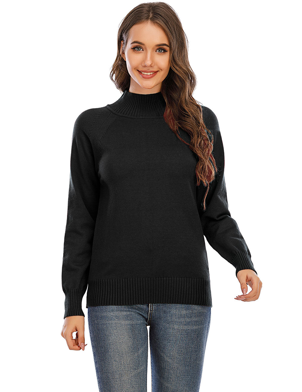 Simple Black Mock Neck Sweatershirt