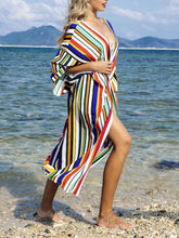 Load image into Gallery viewer, Insta Fab Colorful Striped Kimono Coverup
