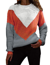 Load image into Gallery viewer, Stitching Color Loose Knitted Sweaters
