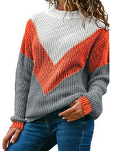Load image into Gallery viewer, Stitching Color Loose Knitted Sweaters
