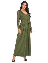 Load image into Gallery viewer, Vintage Style Maxi Dress with Lace Sleeves
