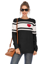 Load image into Gallery viewer, Slim Heart Graphic Knitted Sweaters Black Color
