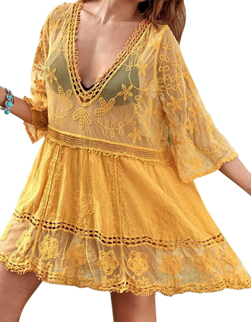 Lace Hollow See Through Beach Dresses