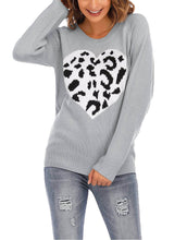 Load image into Gallery viewer, Leopard Heart Casual Pullover Sweaters Tops
