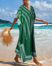 Load image into Gallery viewer, Stripe Print Plus Size Beach Coverup, Elegant item
