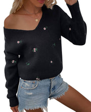 Load image into Gallery viewer, Embroidered Sweaters with Cute Flower Pattern
