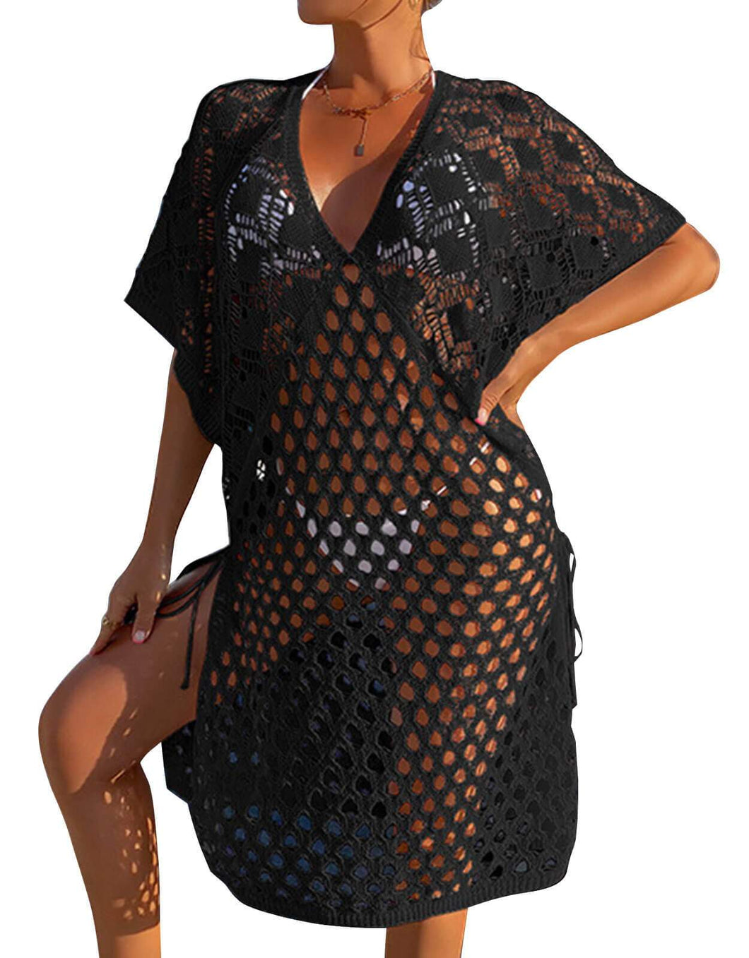 See Through Plus Size Hollow Crochet Cover Ups