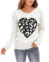 Load image into Gallery viewer, Heart Graphics Leopard Printed Pullover Sweaters
