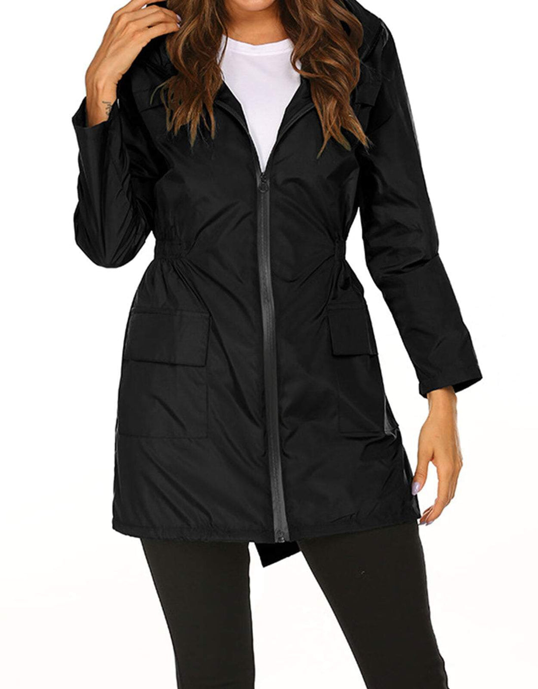 Raincoats Lightweight Drawstrng Hooded Jacket