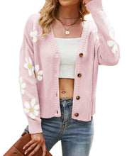 Load image into Gallery viewer, Alsol Lamesa Women&#39;s Cardigan Sweater Floral Print Open Front Buton Down Soft Knit Cardigans Sweater

