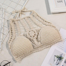Load image into Gallery viewer, Beach Backless Crochet Halter Bikini Crop Top, 100% Handmand
