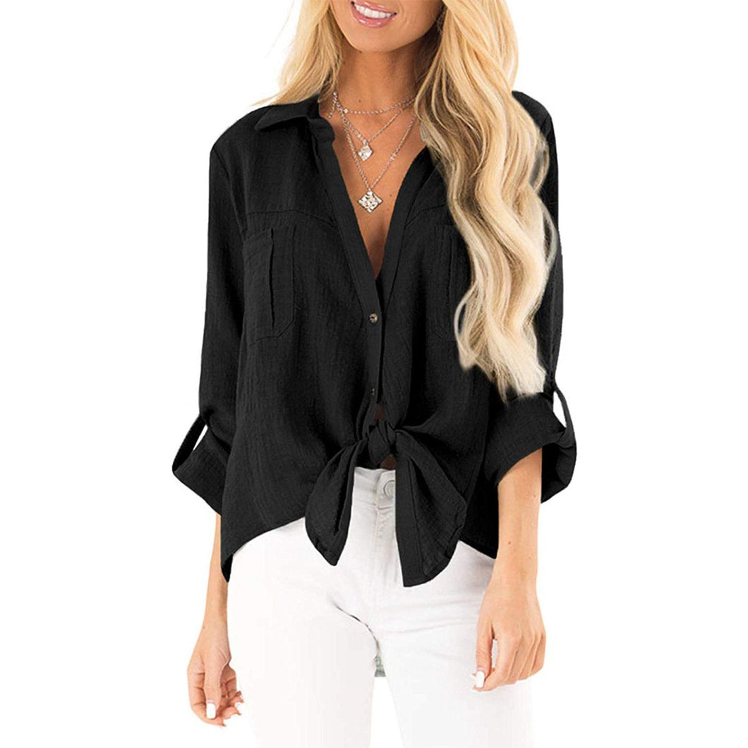 Simple and Basic Blouse with Button Cuffs
