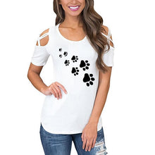 Load image into Gallery viewer, Cold Shoulder Paw Print T Shirts

