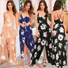Load image into Gallery viewer, Sexy Spaghetti Strap Lily Floral Print Midi Dresses
