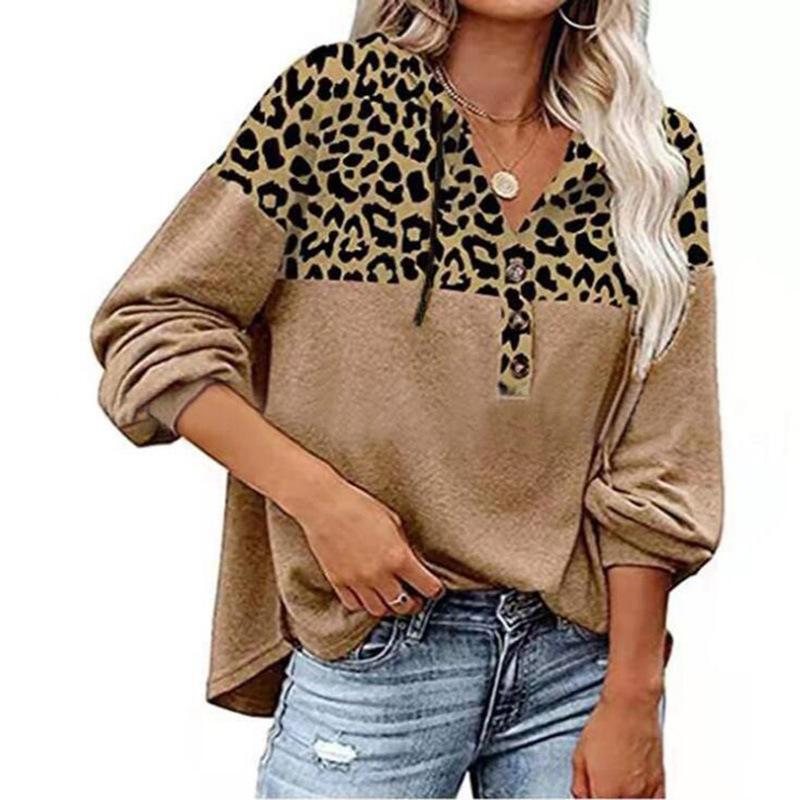 Color Block Leopard Hoodies Sweatshirts