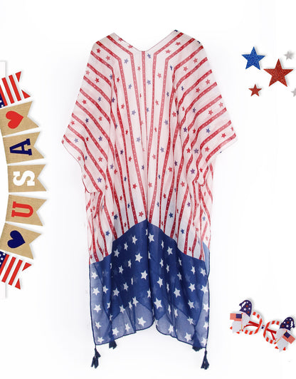 Flag Cardigan Swimsuit Kimono Cover-up