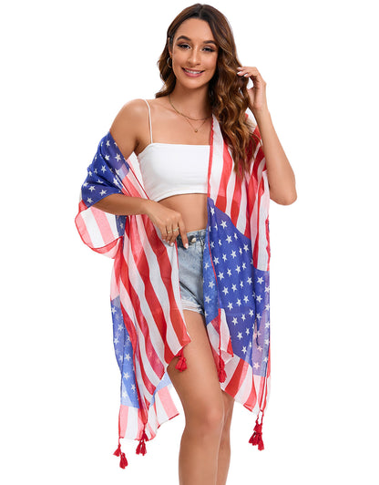 Flag Cardigan Swimsuit Kimono Cover-up