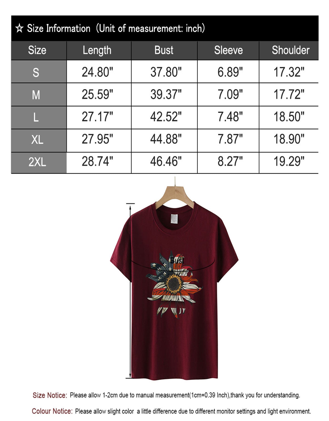 Summer Sunflower Flag Print T-Shirt