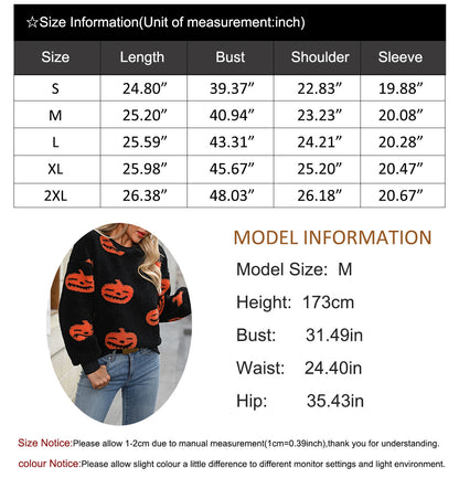 Halloween Thickened Cashmere Long Sleeve Evil Pumpkin Sweater