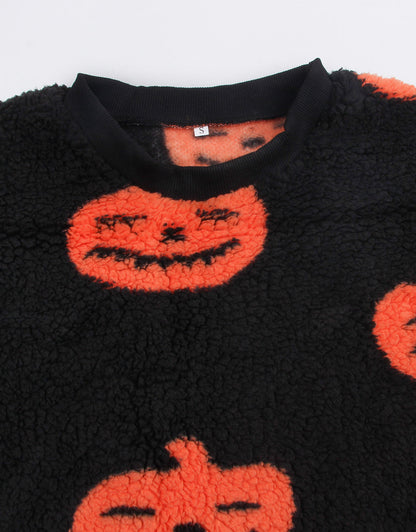 Halloween Thickened Cashmere Long Sleeve Evil Pumpkin Sweater