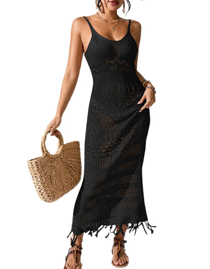 Women's Bohemian Style Suspender Hollow Long Cover-up