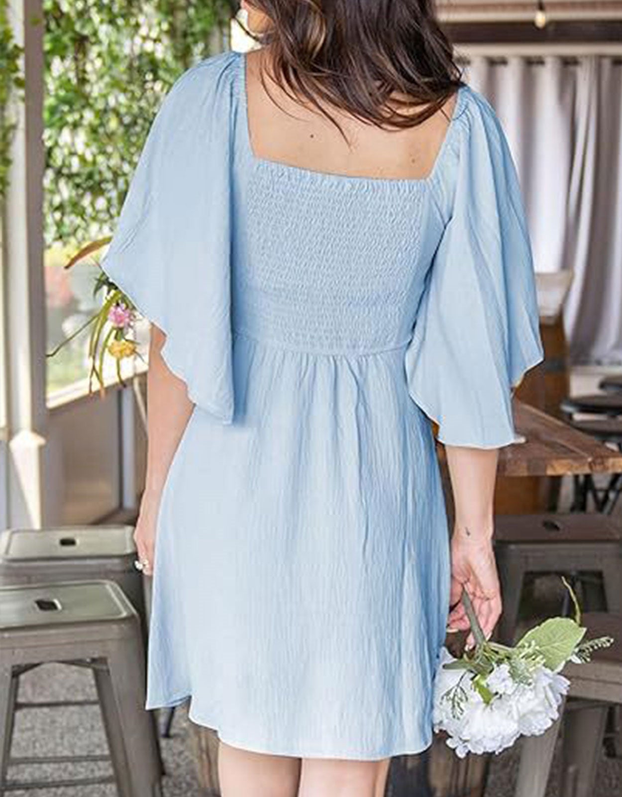 Summer Deep V Neck Ruffle Sleeve Elegant Bow Tie Mini Dress